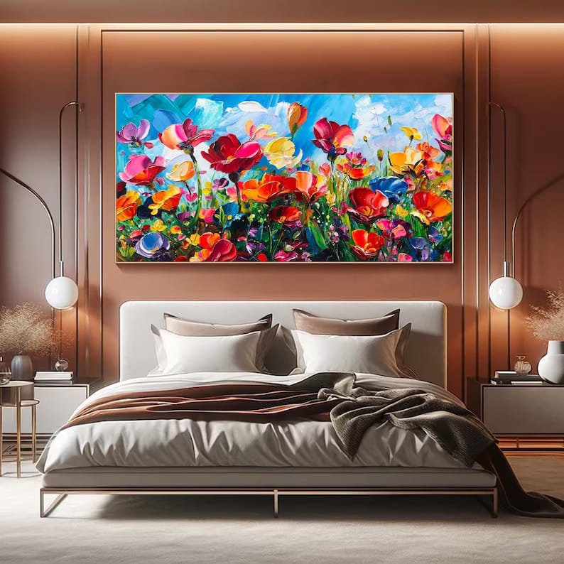 Colorful Wildflower Painting – Textured Floral Wall Art#yy260618-5