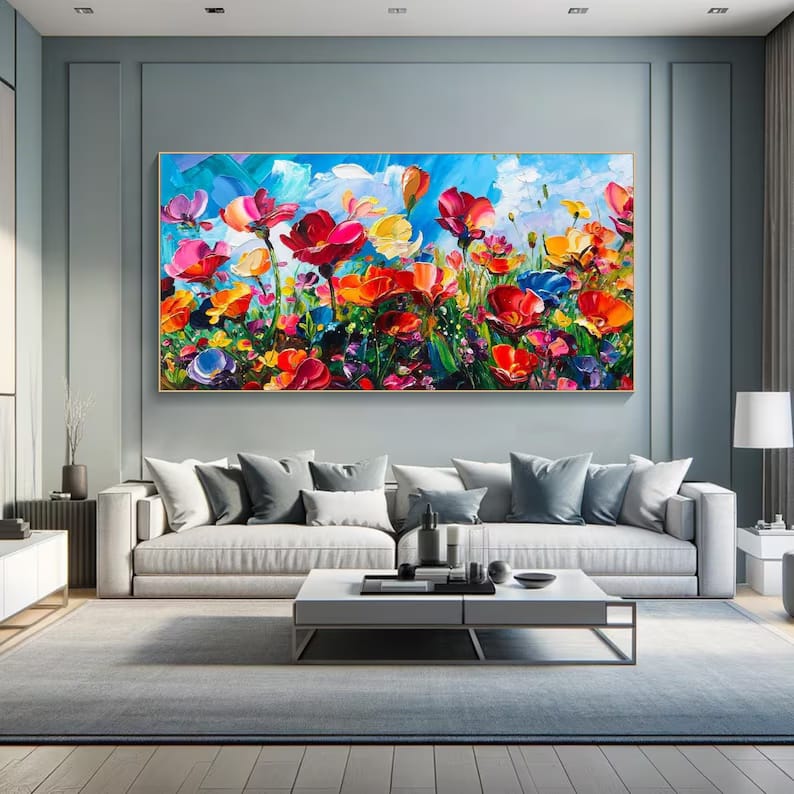 Colorful Wildflower Painting – Textured Floral Wall Art#yy260618-5