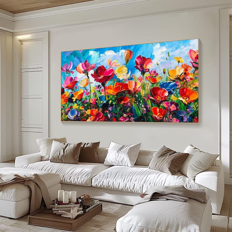 Colorful Wildflower Painting – Textured Floral Wall Art#yy260618-5