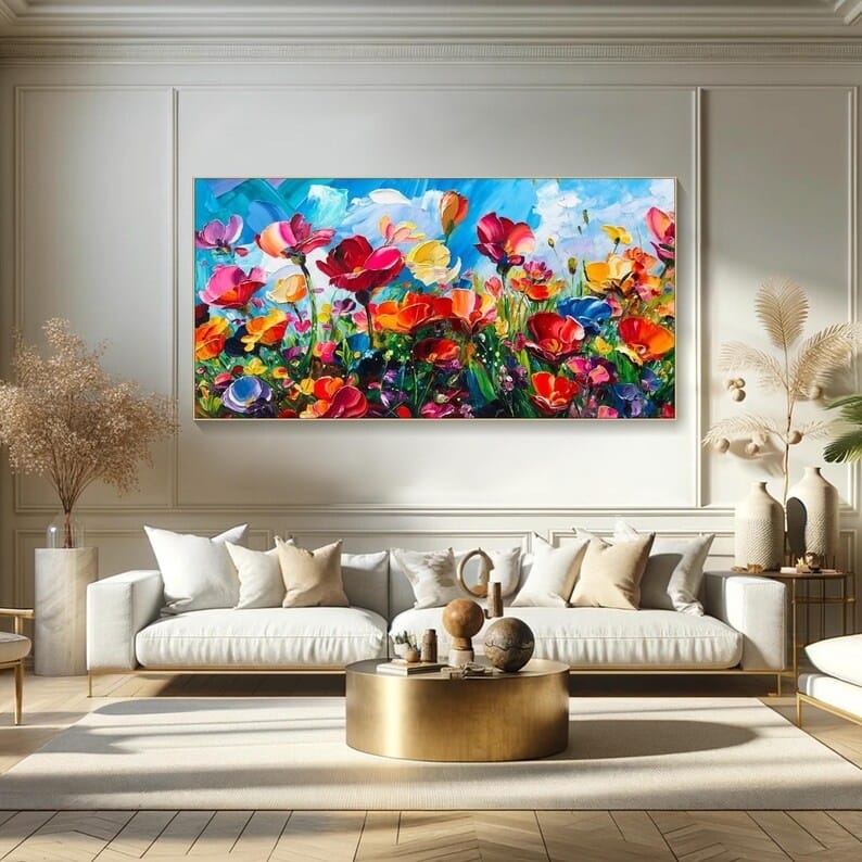 Colorful Wildflower Painting – Textured Floral Wall Art#yy260618-5