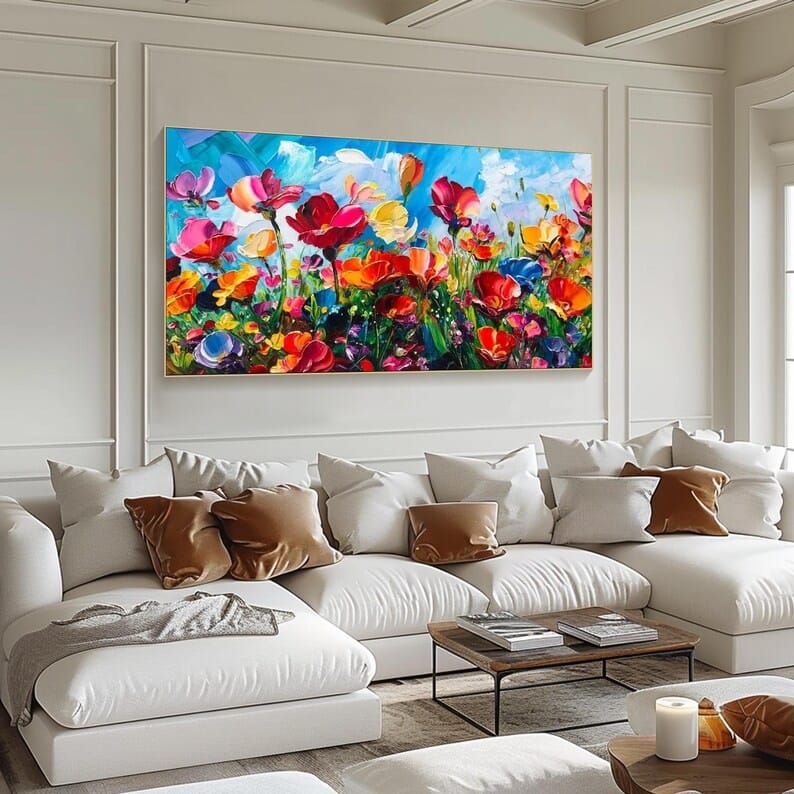 Colorful Wildflower Painting – Textured Floral Wall Art#yy260618-5