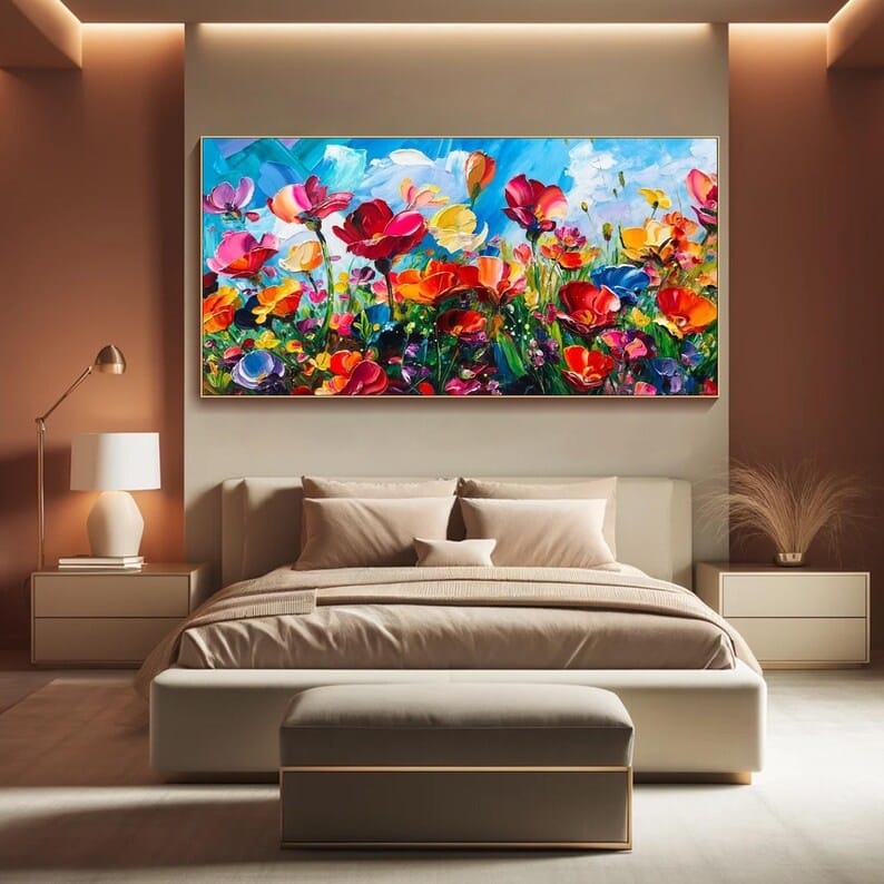 Colorful Wildflower Painting – Textured Floral Wall Art#yy260618-5