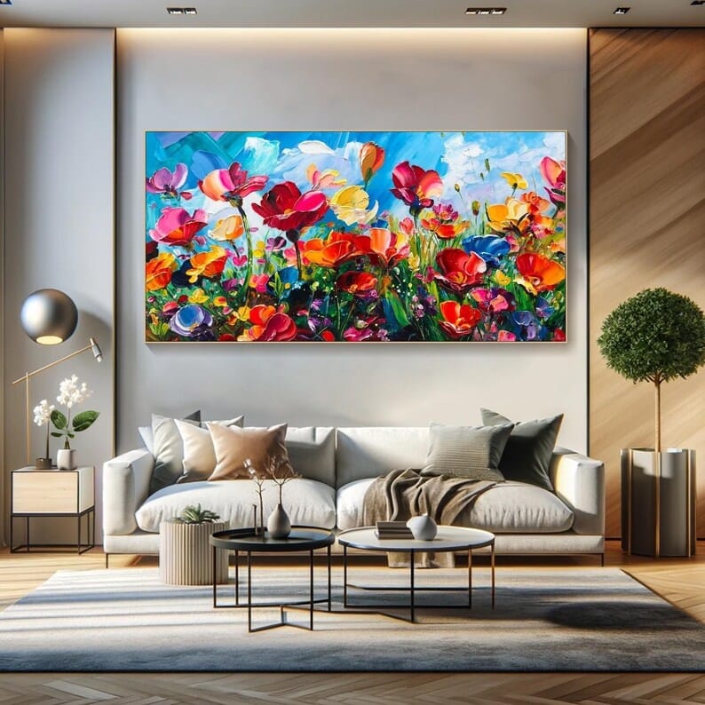 Colorful Wildflower Painting – Textured Floral Wall Art#yy260618-5