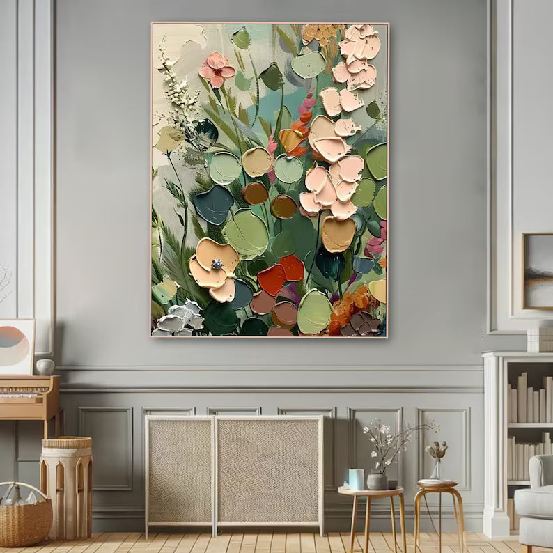 Sage Green Floral Diptych – Textured Botanical Wall Art#yy260618-7