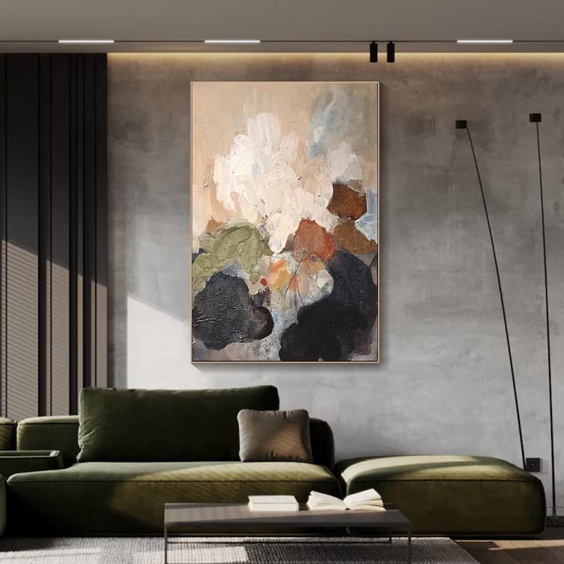 Neutral Abstract Wall Art – Textured Earth Tone Oil Painting#yy260623001