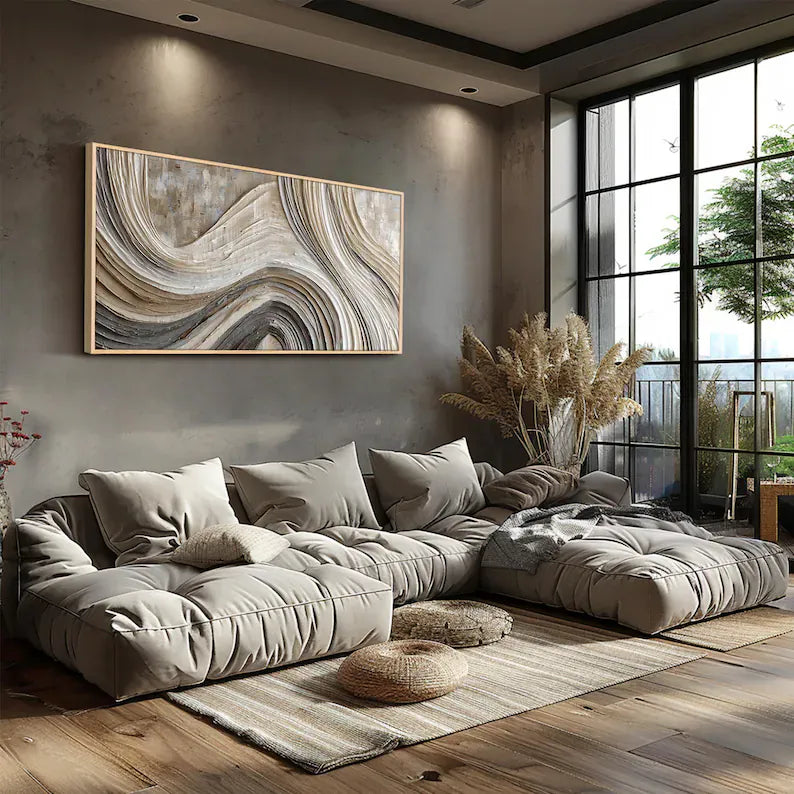Sculpted Current – Acoustic Textured Wall Art#yy260623003