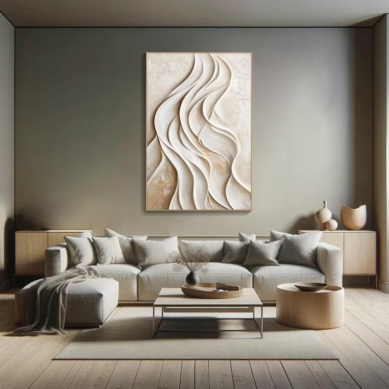 Ivory Tides – Acoustic Textured Wall Art#yy260623006