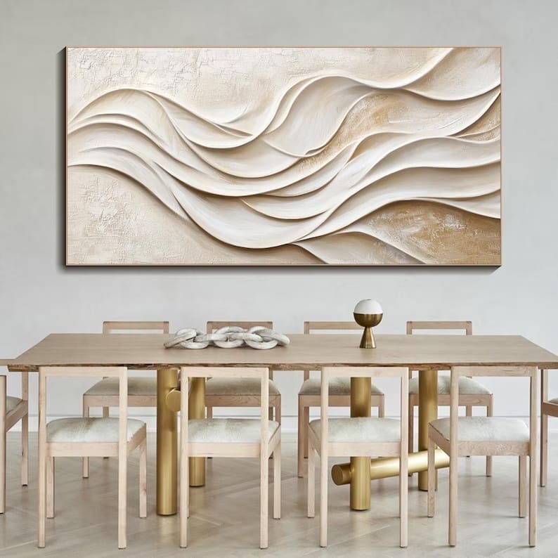 Ivory Tides – Acoustic Textured Wall Art#yy260623006