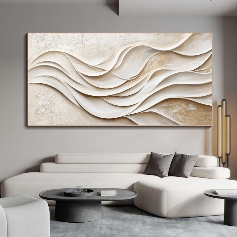 Ivory Tides – Acoustic Textured Wall Art#yy260623006