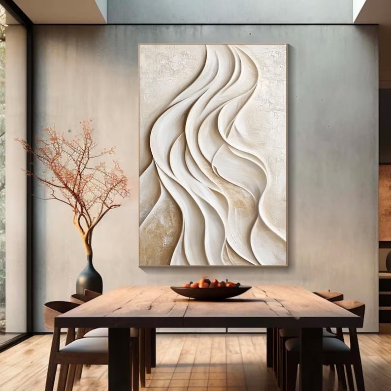 Ivory Tides – Acoustic Textured Wall Art#yy260623006