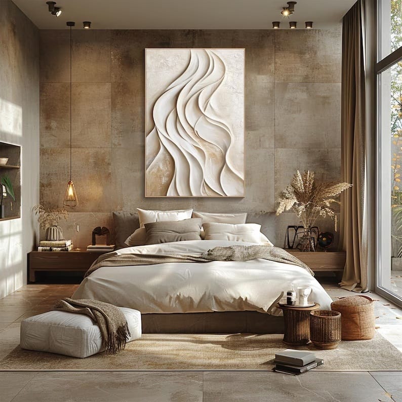 Ivory Tides – Acoustic Textured Wall Art#yy260623006
