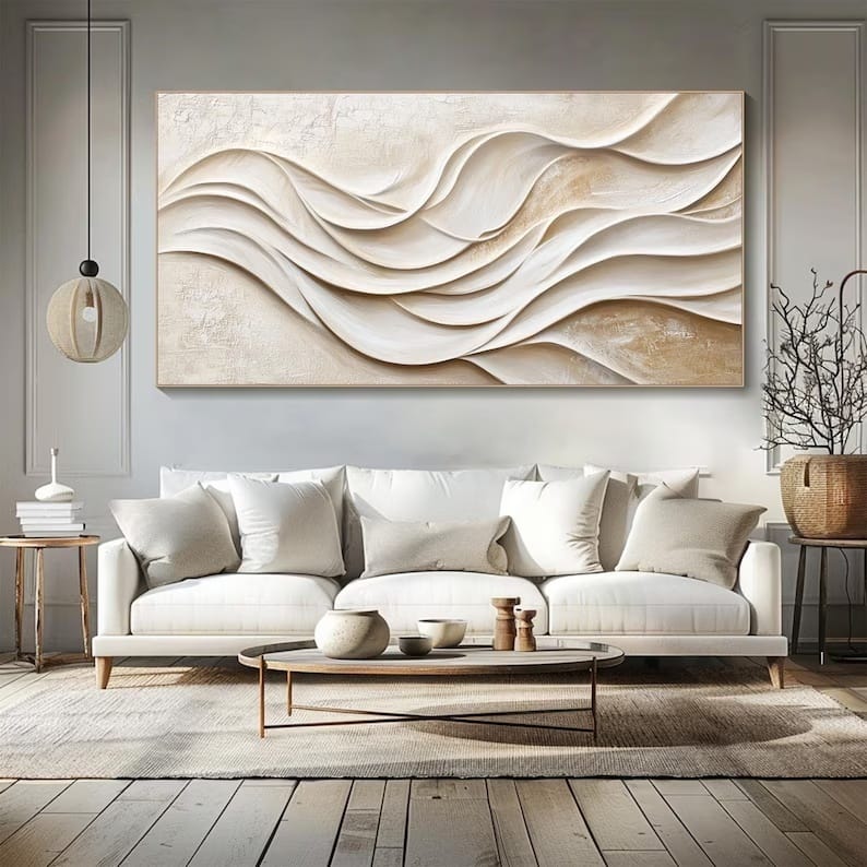 Ivory Tides – Acoustic Textured Wall Art#yy260623006