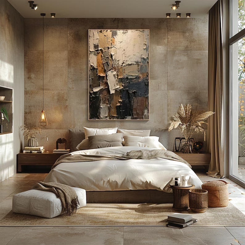 Abstract Textured Wall Art – Earth Tone Impasto Painting#yy260623009