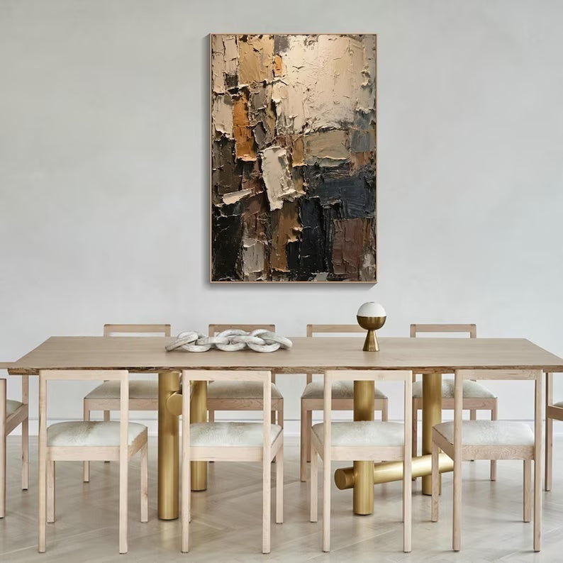 Abstract Textured Wall Art – Earth Tone Impasto Painting#yy260623009