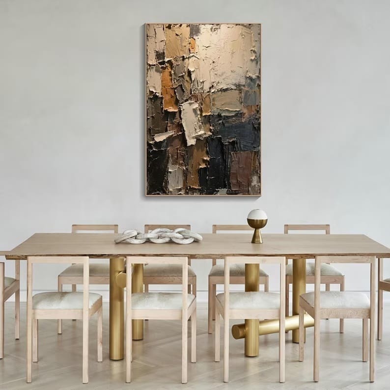 Abstract Textured Wall Art – Earth Tone Impasto Painting#yy260623009