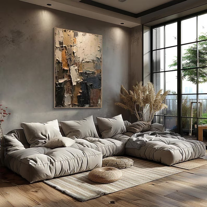 Abstract Textured Wall Art – Earth Tone Impasto Painting#yy260623009