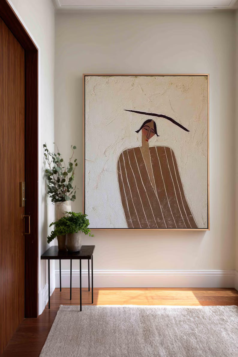 Minimal Abstract Woman Wall Art – Modern Line Figurative Painting#260623018