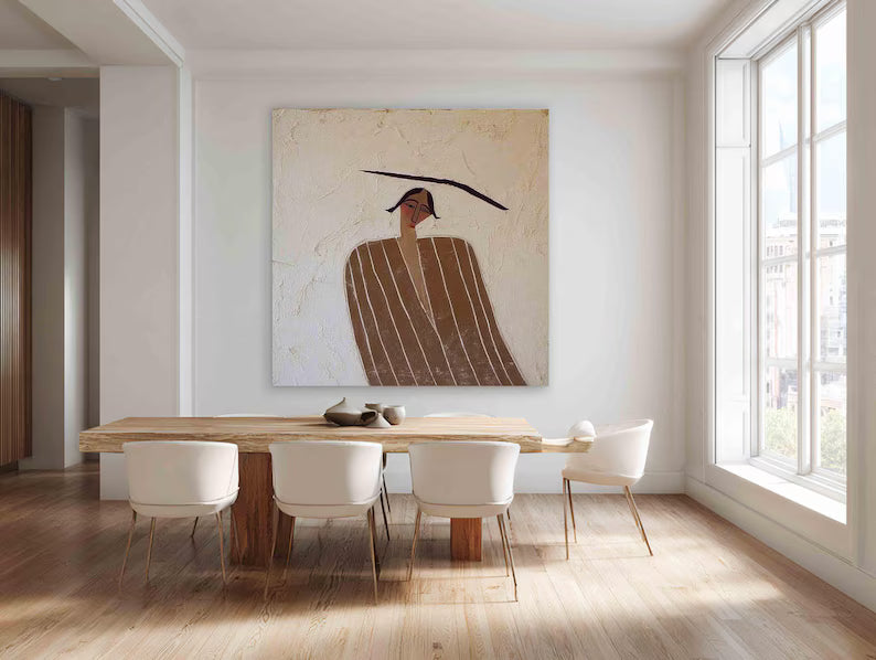 Minimal Abstract Woman Wall Art – Modern Line Figurative Painting#260623018