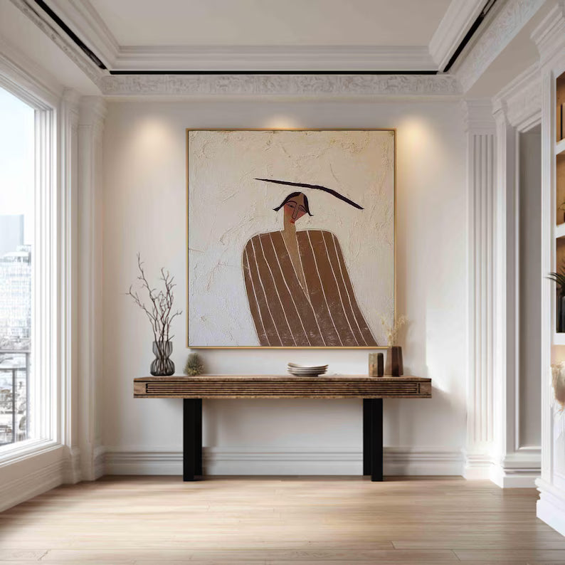 Minimal Abstract Woman Wall Art – Modern Line Figurative Painting#260623018
