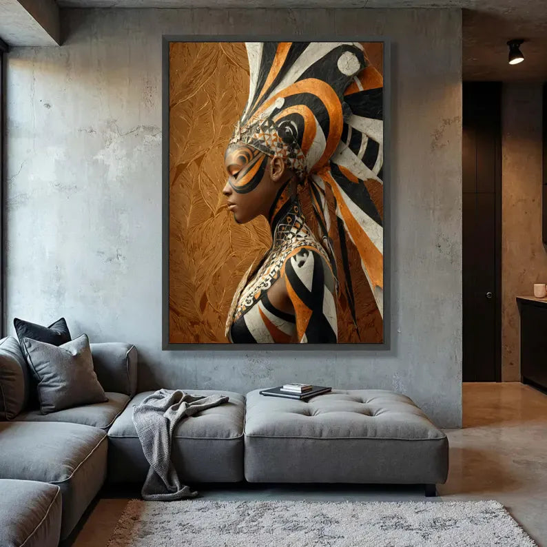 Afro Futurism Wall Art – Abstract Tribal Portrait Painting#yy260623035