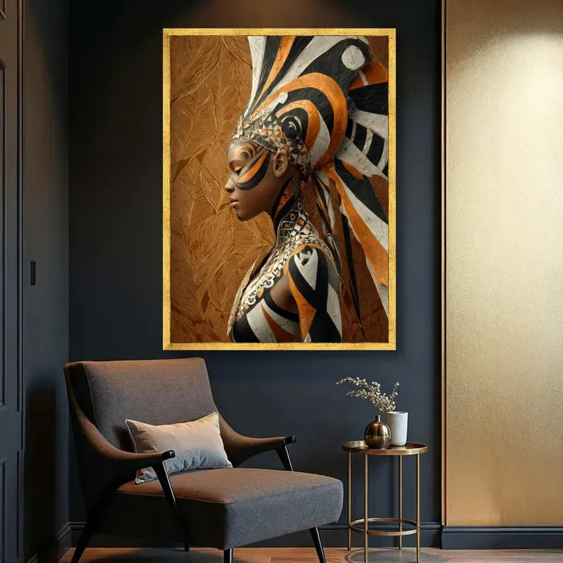 Afro Futurism Wall Art – Abstract Tribal Portrait Painting#yy260623035