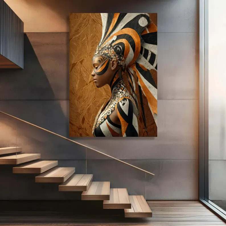 Afro Futurism Wall Art – Abstract Tribal Portrait Painting#yy260623035