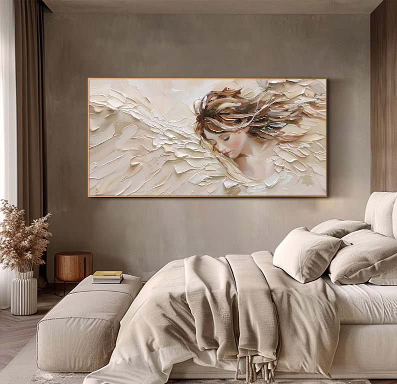 Abstract Woman Wall Art – Textured Portrait Oil Painting#260623039