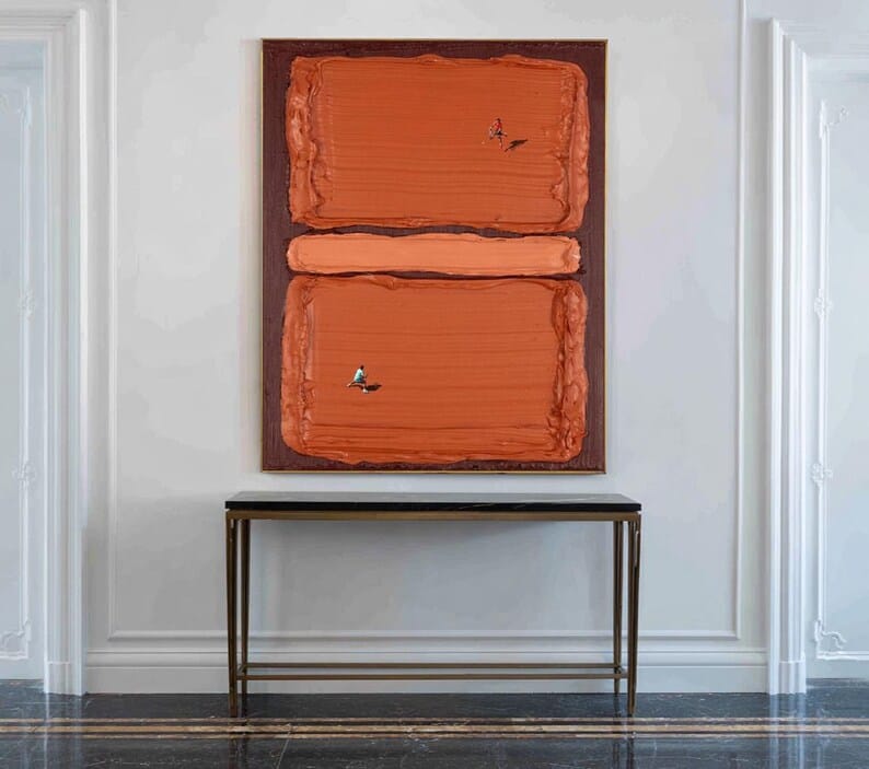 Abstract Terracotta Wall Art – Minimal Geometric Texture Painting#yy260623061