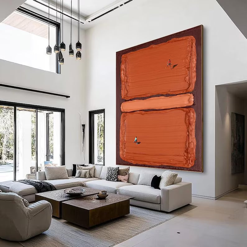 Abstract Terracotta Wall Art – Minimal Geometric Texture Painting#yy260623061