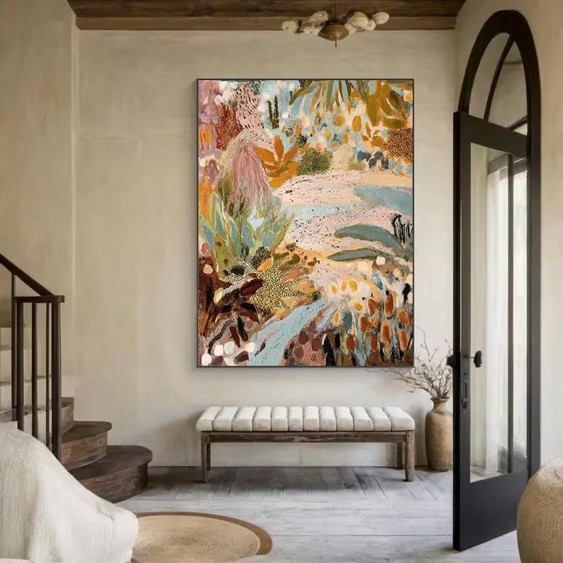 texture Abstract Botanical Wall Art – Colorful Tropical Floral Painting#yy260623063