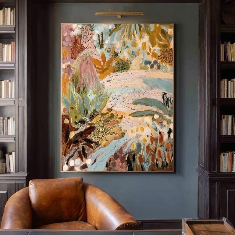Abstract Botanical Wall Art – Colorful Tropical Floral Painting#yy260623063