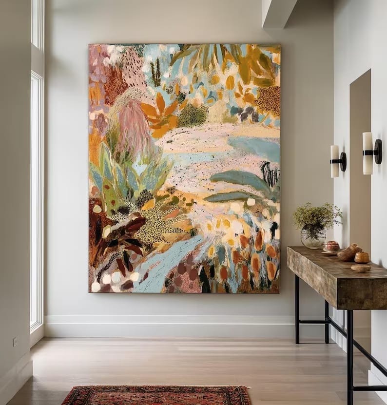 Abstract Botanical Wall Art – Colorful Tropical Floral Painting#yy260623063