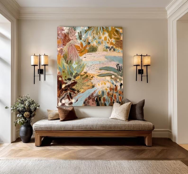 Abstract Botanical Wall Art – Colorful Tropical Floral Painting#yy260623063