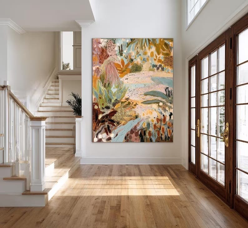 Abstract Botanical Wall Art – Colorful Tropical Floral Painting#yy260623063