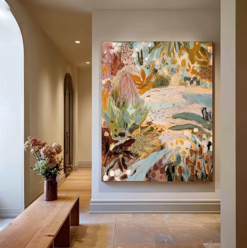 Abstract Botanical Wall Art – Colorful Tropical Floral Painting#yy260623063