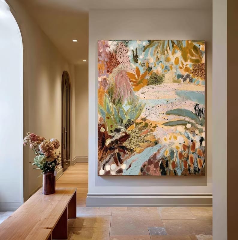 Abstract Botanical Wall Art – Colorful Tropical Floral Painting#yy260623063