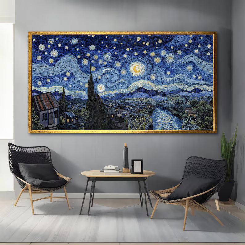 Starry Night Style Wall Art – Van Gogh Inspired Night Sky Painting#yy260623068