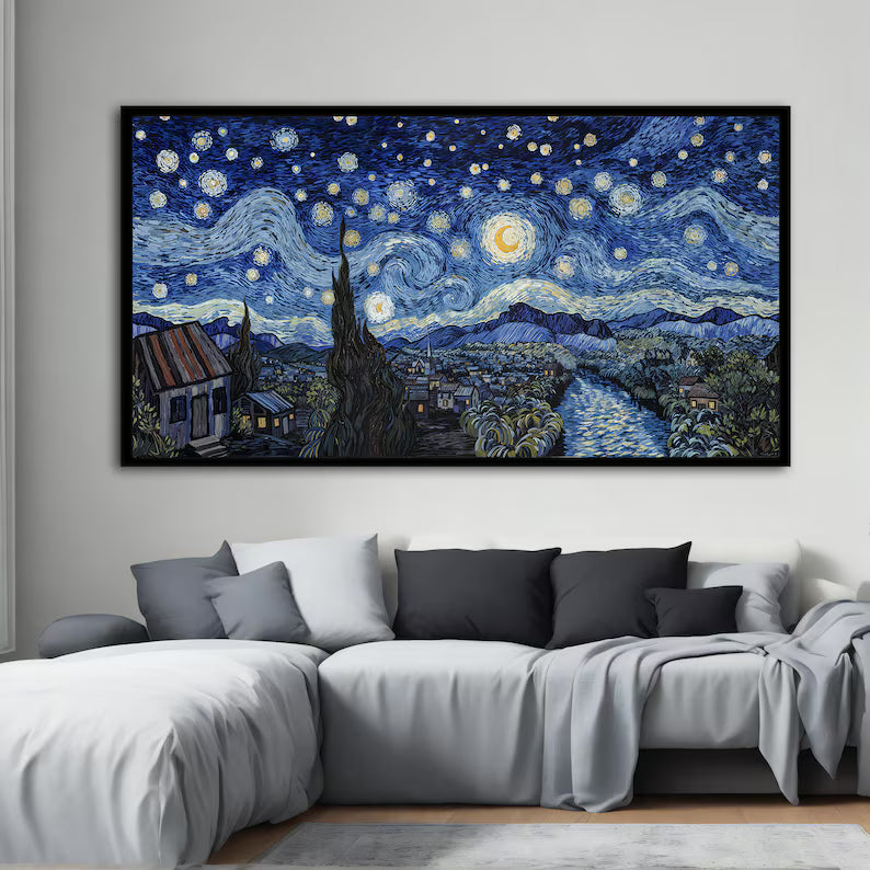 Starry Night Style Wall Art – Van Gogh Inspired Night Sky Painting#yy260623068