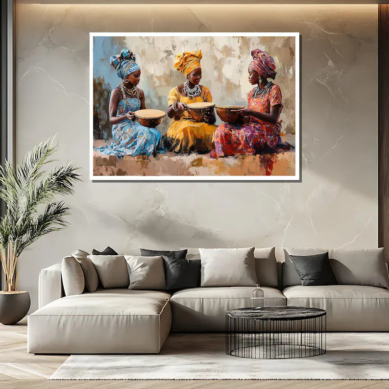 African Women Wall Art – Cultural Figurative Oil Painting#yy260623069