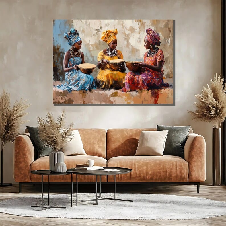 African Women Wall Art – Cultural Figurative Oil Painting#yy260623069