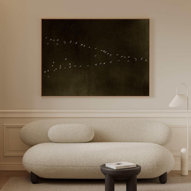 Minimal Bird Wall Art – Abstract Flying Flock Painting#yy260623075