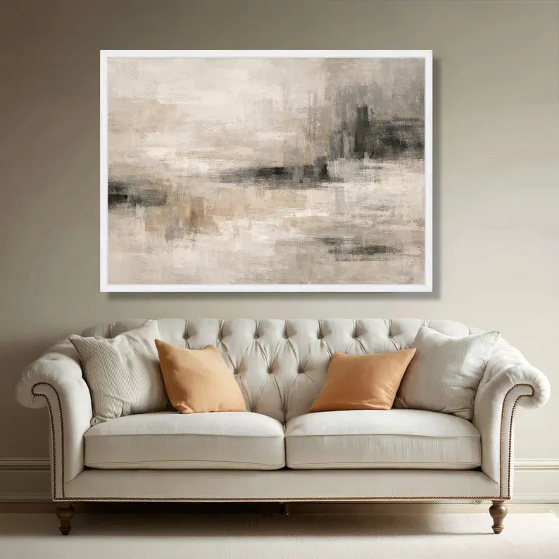 Neutral Abstract Landscape Painting – Minimalist Canvas Wall Art#yy710028