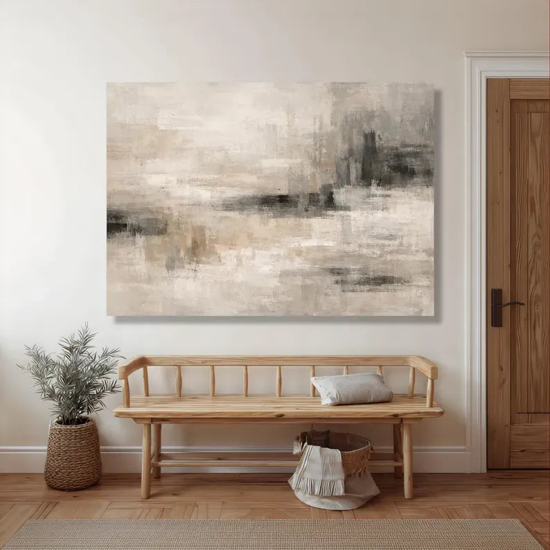 Neutral Abstract Landscape Painting – Minimalist Canvas Wall Art#yy710028