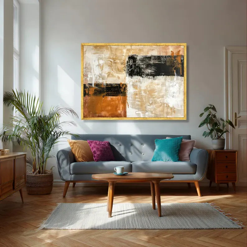 Neutral Abstract Textured Painting – Modern Canvas Wall Art#yy710021