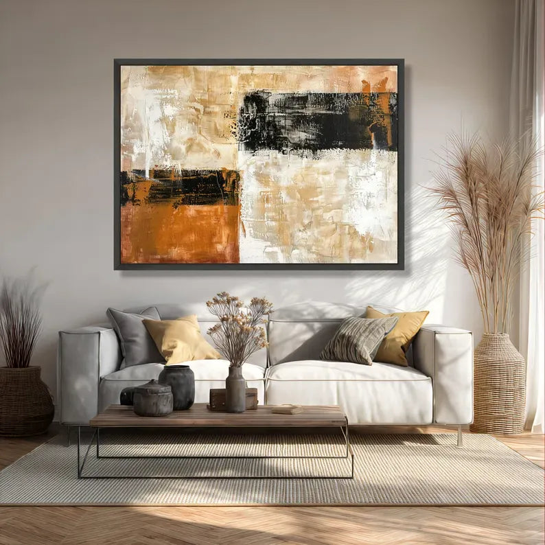 Neutral Abstract Textured Painting – Modern Canvas Wall Art#yy710021