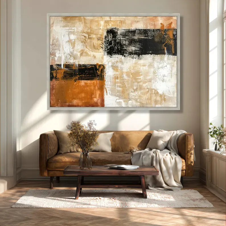 Neutral Abstract Textured Painting – Modern Canvas Wall Art#yy710021