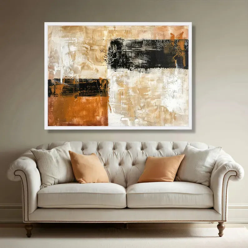 Neutral Abstract Textured Painting – Modern Canvas Wall Art#yy710021