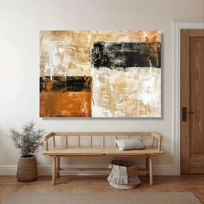 Neutral Abstract Textured Painting – Modern Canvas Wall Art#yy710021