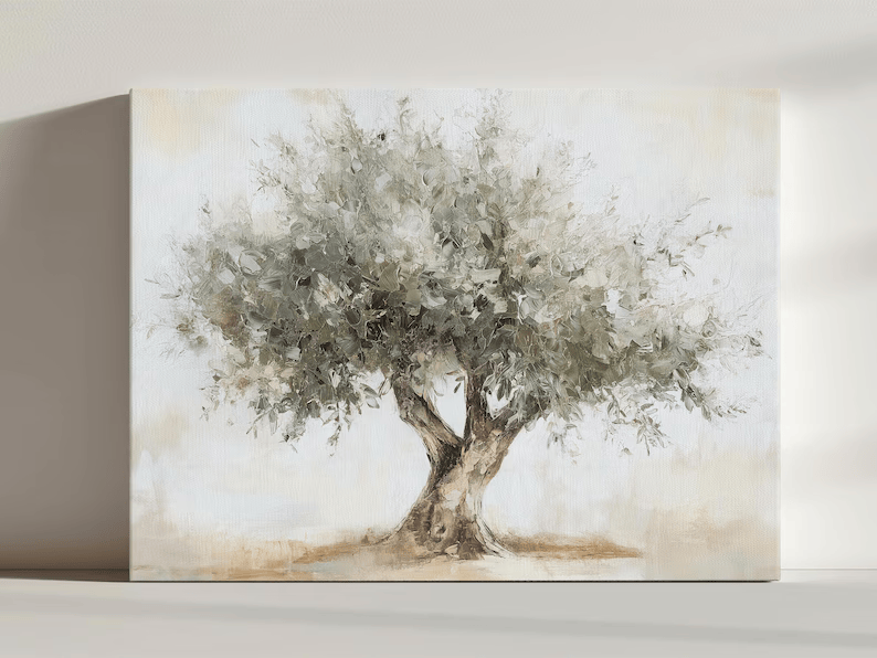 texture Olive Tree Painting – Minimalist Wabi Sabi Botanical Wall Art#yy710010