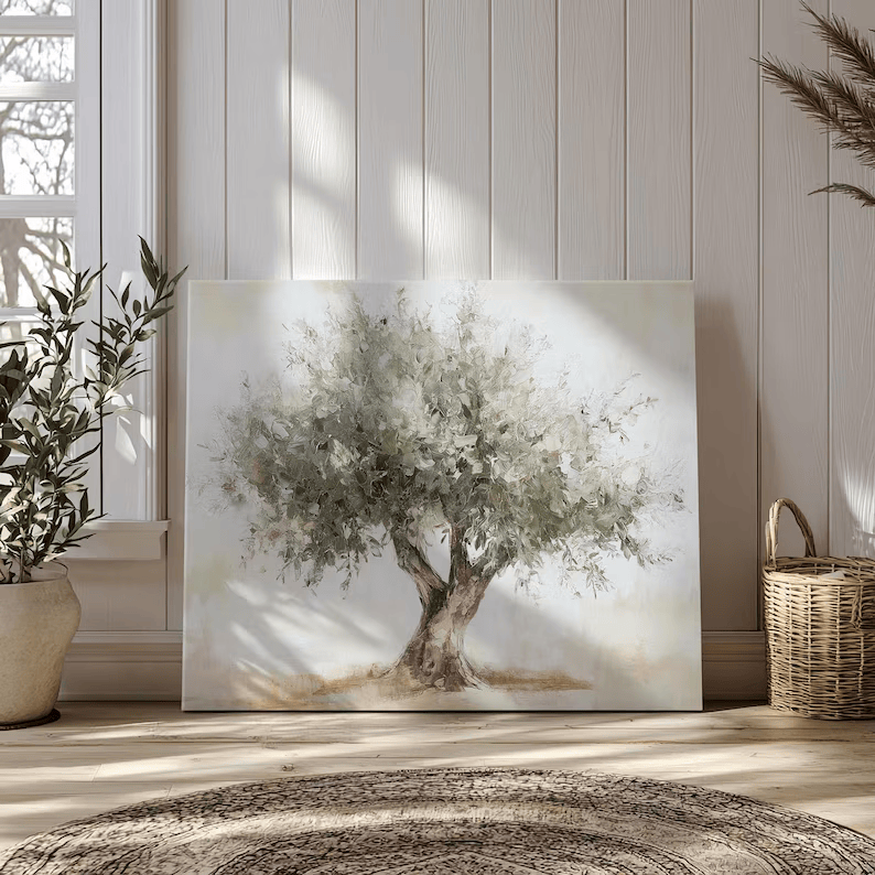 Olive Tree Painting – Minimalist Wabi Sabi Botanical Wall Art#yy710010